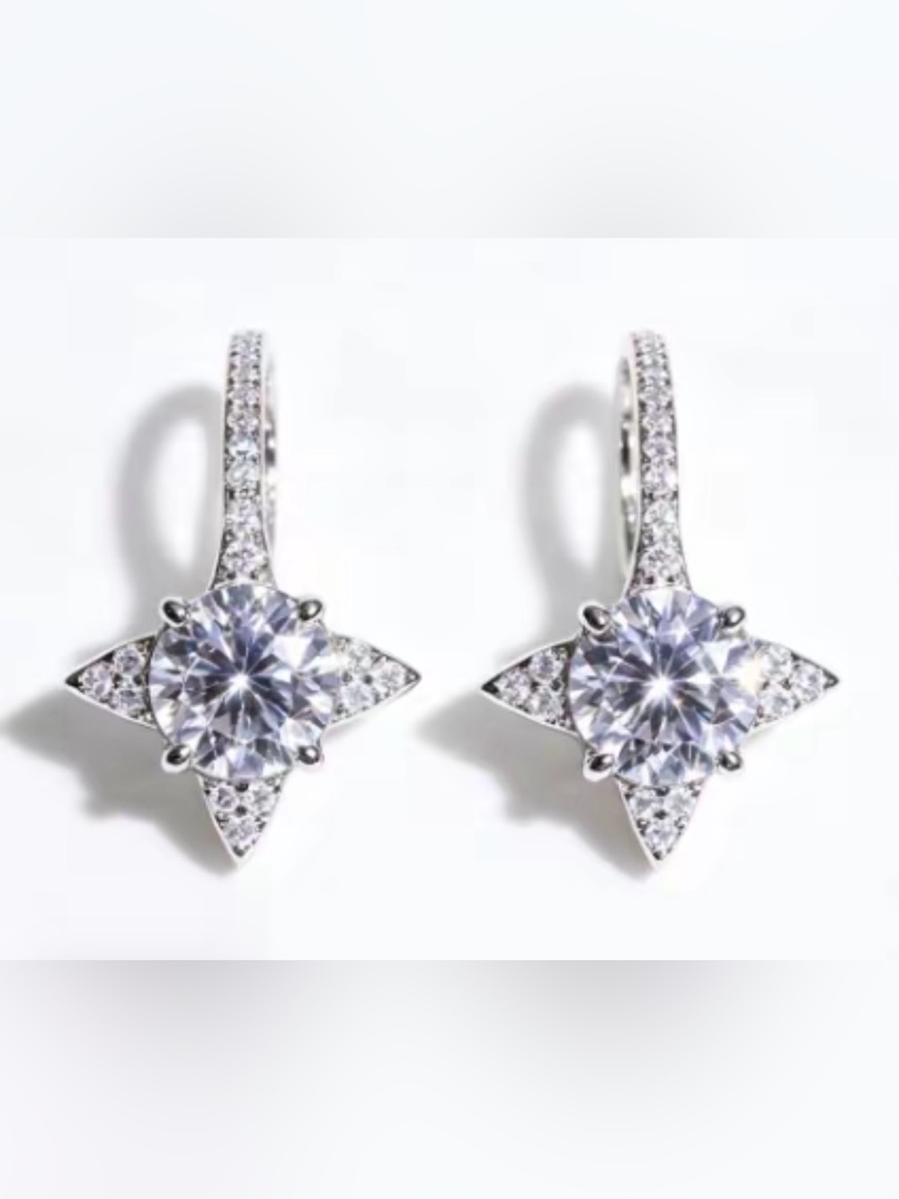 1CT Earring Moissanite VVS1 Silver Plated
